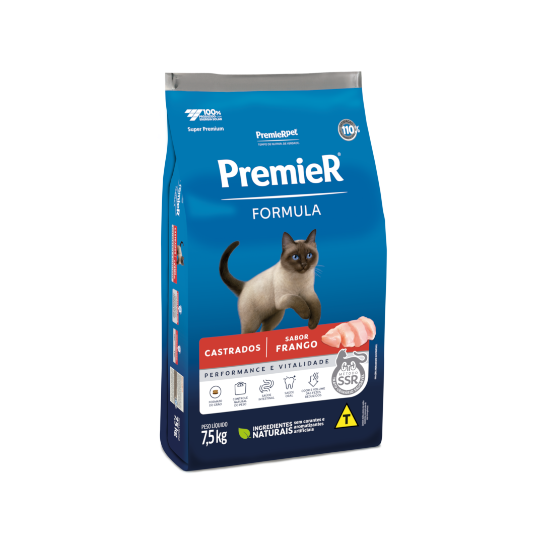 Premier Gatos - Castrados - Frango - 6 meses a 6 anos - 7,5KG