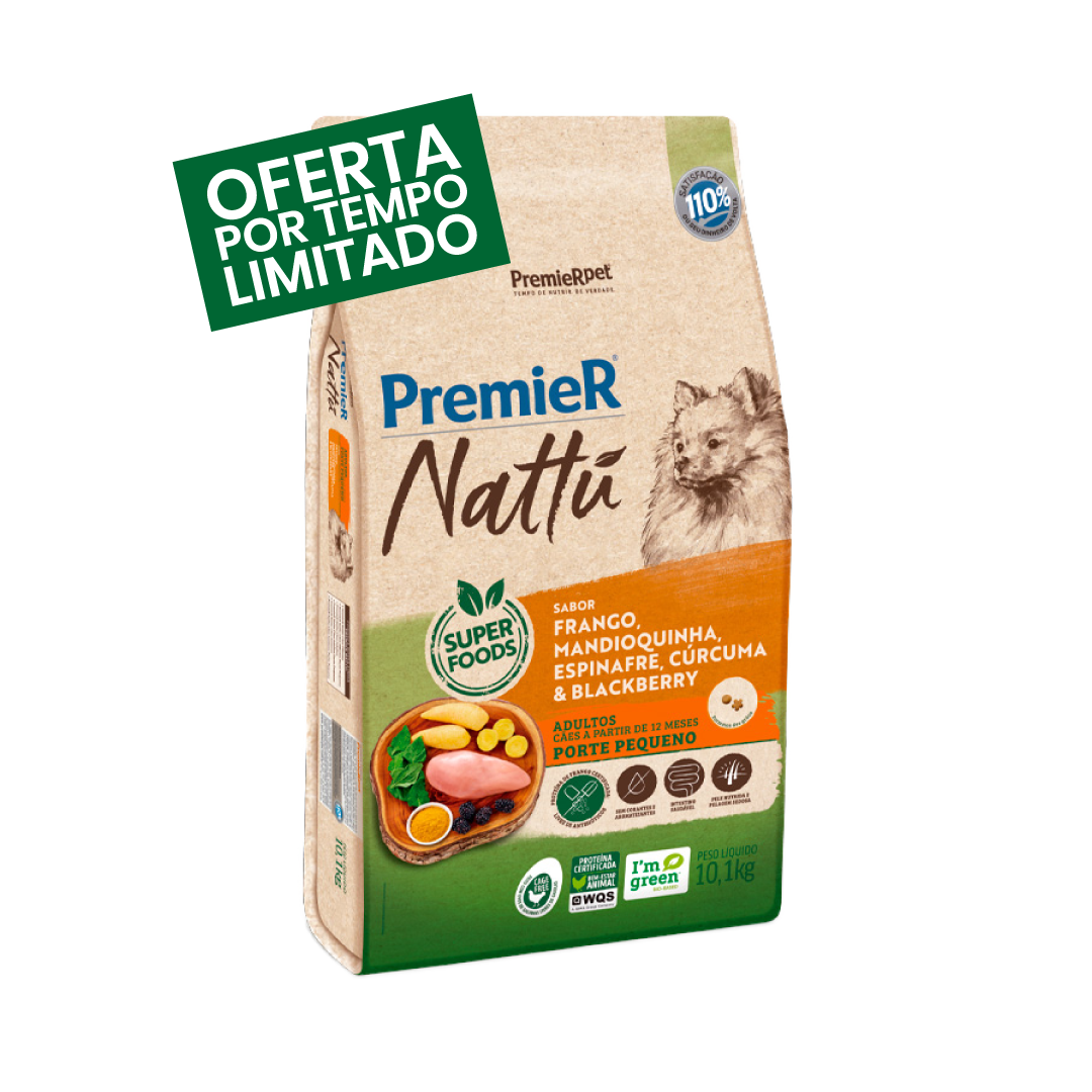 Premier Nattu - Adultos - Porte Pequeno - Frango e Mandioquinha - 10KG