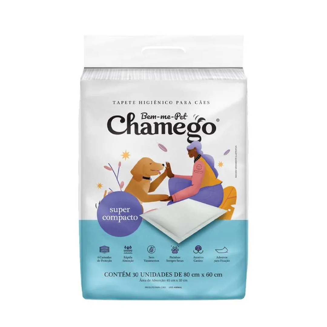 Tapete Higiênico Compacto Chamego - 80X60cm - 30 Unidades
