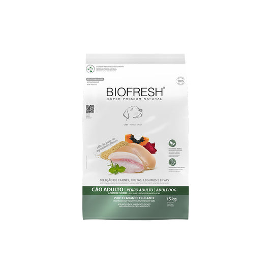 Biofresh Mix de Carne, Frutas, Legumes e Ervas Frescas - Adultos - Porte Grande e Gigante - 15KG