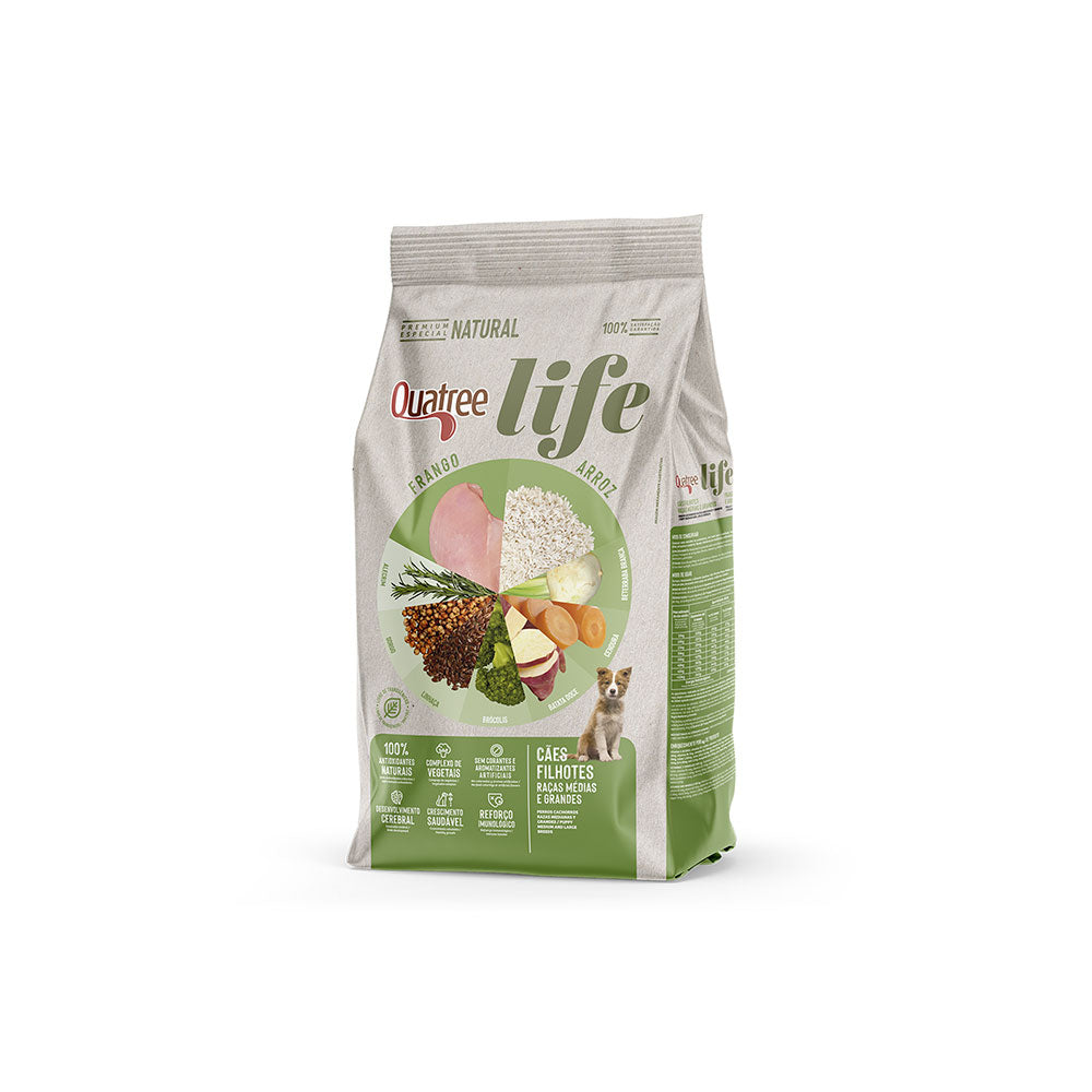 Quatree Life - Filhotes - Arroz e Frango - Porte Médio e Grande -15KG