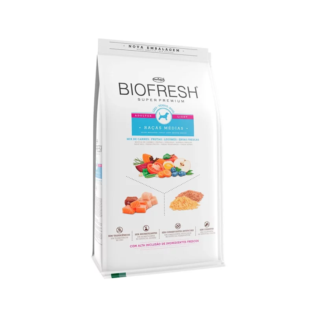 Biofresh - Light - Mix de Carne, Frutas, Legumes e Ervas Frescas - Adultos - Porte Médio - 10KG