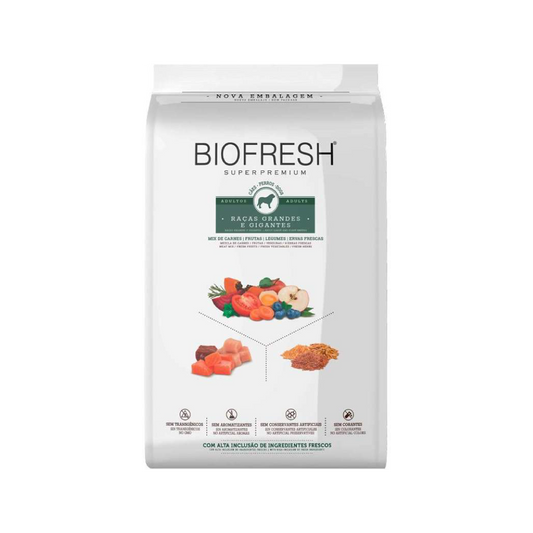 Biofresh Mix de Carne, Frutas, Legumes e Ervas Frescas - Adultos - Porte Grande e Gigante - 15KG