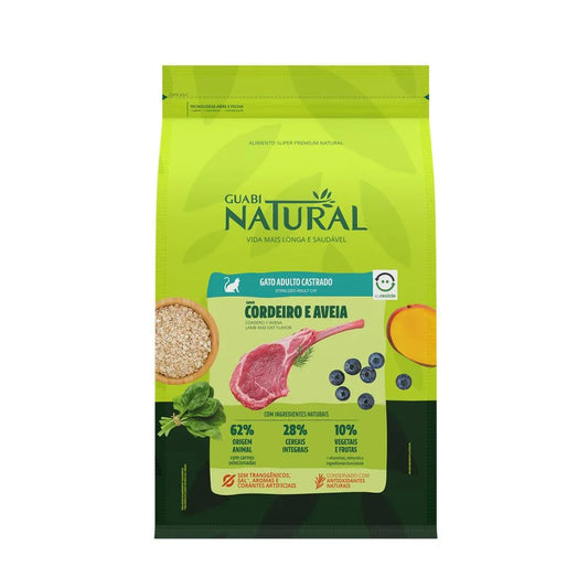 Guabi Natural - Gatos Castrados - Cordeiro e Aveia - 7,5KG