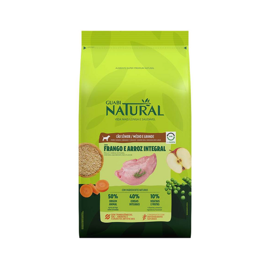 Guabi Natural - Sênior - Porte Médio e Grande - Frango e Arroz Integral - 12KG