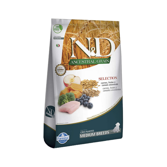 N&D Ancestral Grain - Filhotes - Porte Médio - 15KG