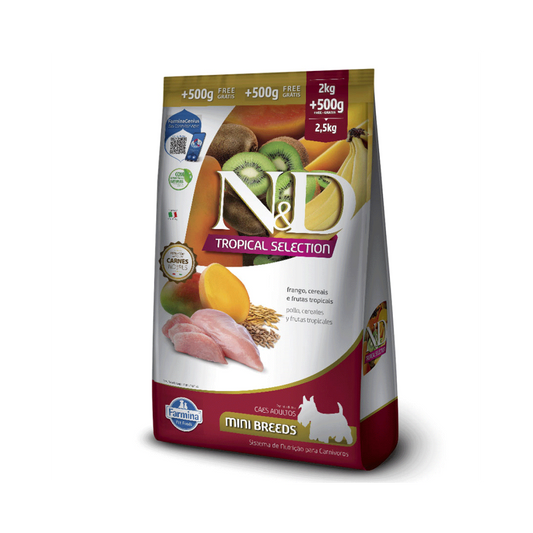 N&D Tropical Selection - Frango, Cereais e Frutas Tropicais - Adultos - Porte Pequeno - 12KG