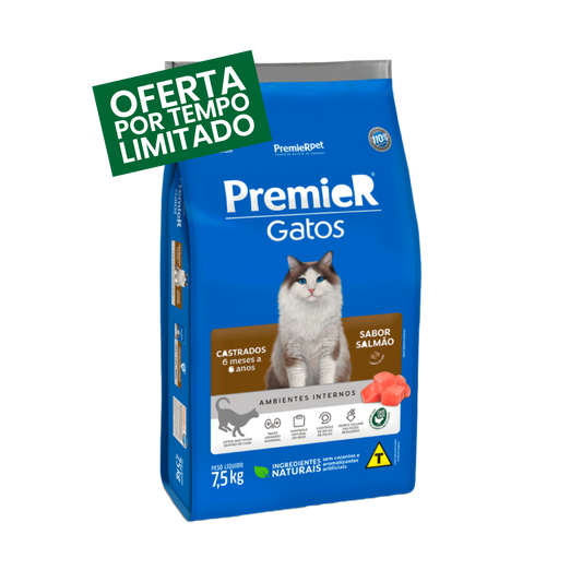 Premier Gatos - Castrados - Salmão - 6 meses a 6 anos - 7,5KG