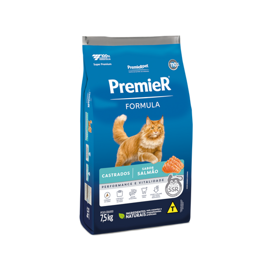 Premier Gatos - Castrados - Salmão - 6 meses a 6 anos - 7,5KG