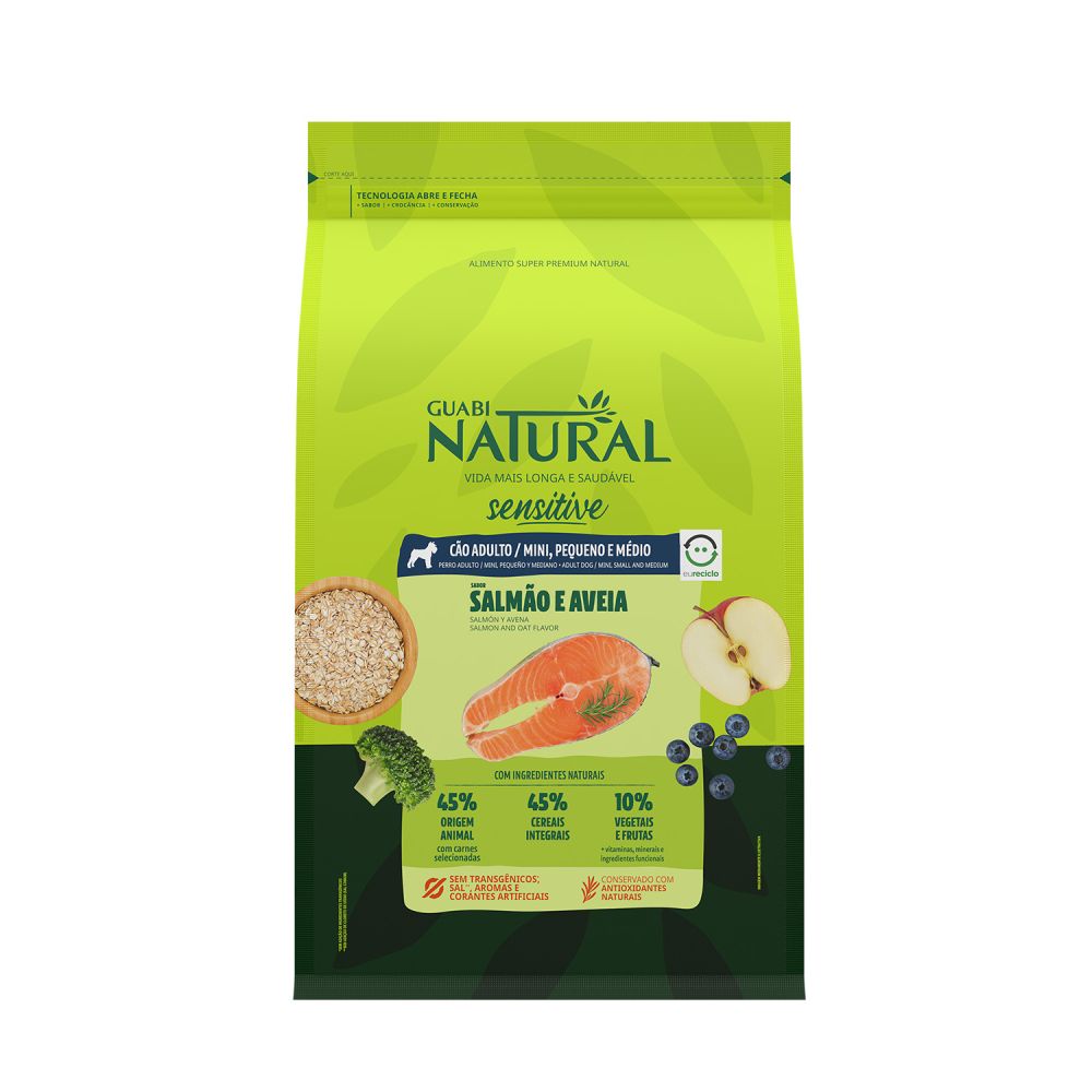 Guabi Sensitive - Salmão e Aveia - Adultos - Mini, Pequeno e Médio - 10KG